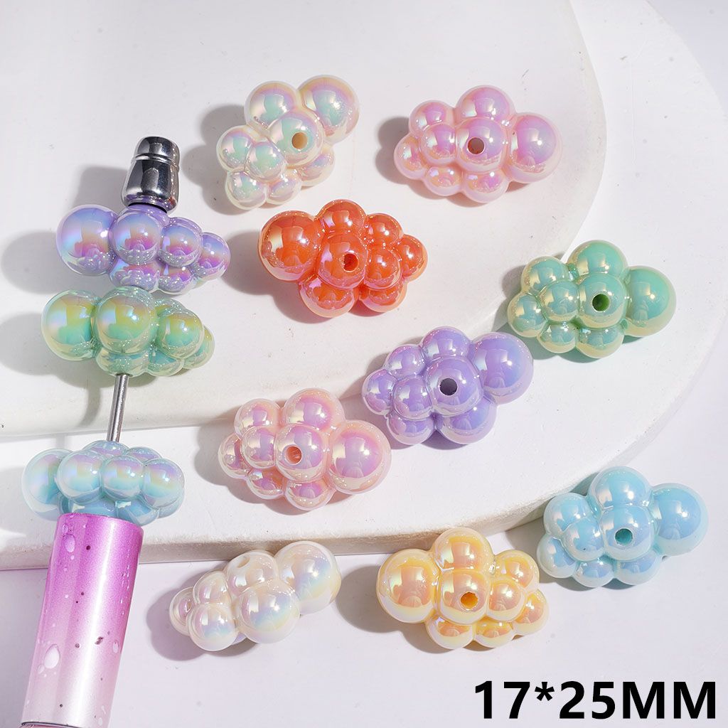 Acrylic Beads UV Coating Cloud Series, Solid Color, 17*25MM, Random Mix