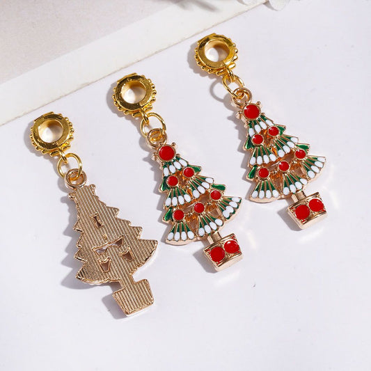 Gold Metal Bail Beads, Charm Pendants Christmas Tree, Jewelry Accessory, Various Design Random Mix