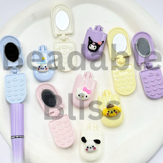 かわいいサンリミニ携帯電話、内側にミラー付きアクリルビーズ、ランダムミックス、約34MM（折りたたみ状態）、説明をお読みください。