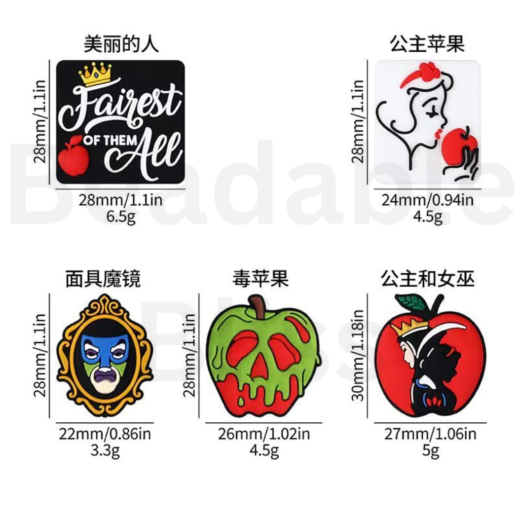 Villains Fairest of All  Princess Poisonous Apples Mask Magic Mirror Witch Silicone Focal Beads