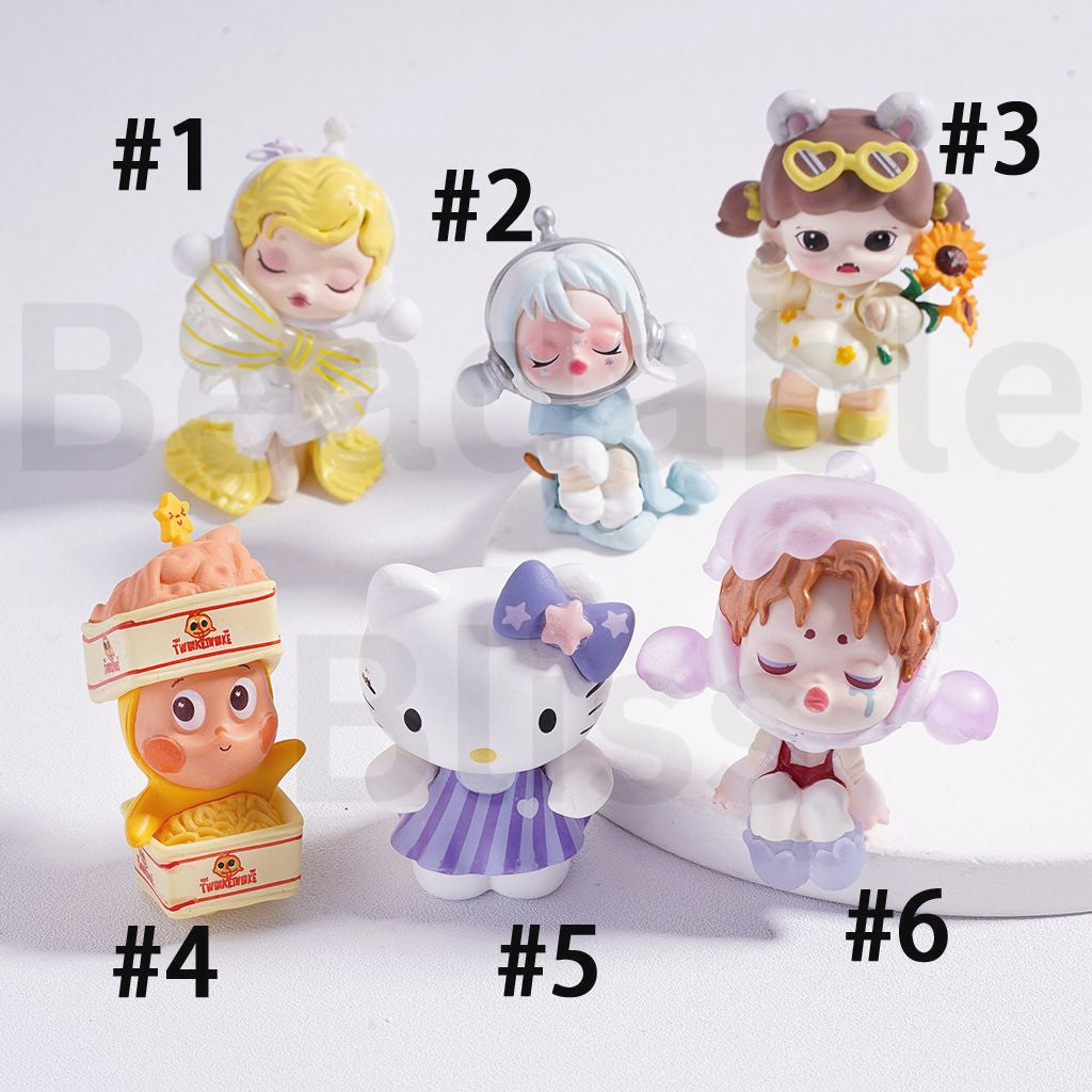 Cute Blind Box Hello Kitt Sanri Skullpand Twinkl Twinkl Be a Little Star Series Pop Mar Baby Zor Cuteness is Justic Series Figures Jewelry Accessories (No Hole)