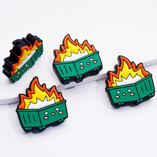 A Stove Burning with Flames Winter Christmas Silicone Focal Beads