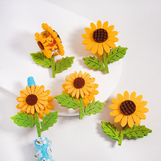 Clay Beads with Cute Winnie the Pooh Bee Hunny Pot AB Rhinestones Flowers Fabric Sunflowers
