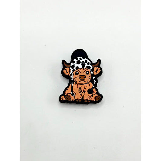 小さなかわいい子牛と白と黒の帽子シリコンフォーカルビーズ