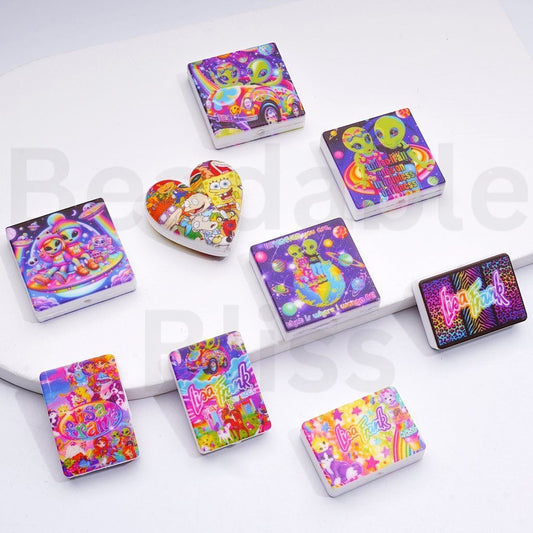 Lisa Fran Style Rugra Spongebo Squarepan Alien Zoome and Zorbi Silicone Focal Beads, Random Mix