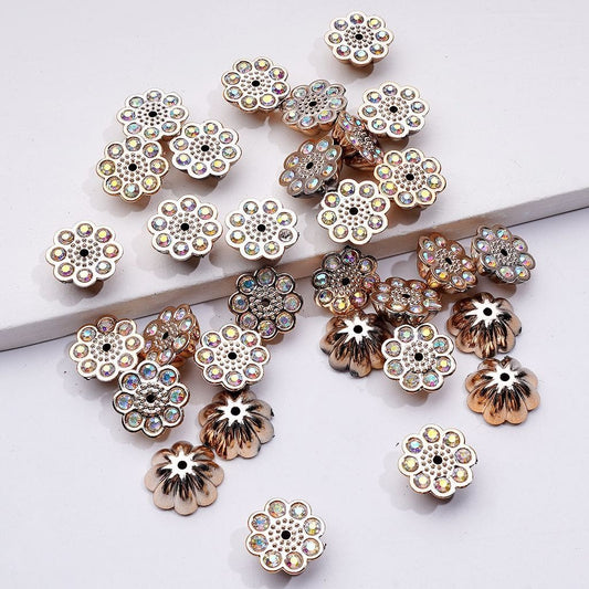Gold Color Seedpod of the Lotus Shape Acrylic Beads with AB Rhinestones, 13MM (Not Fit for Pens)