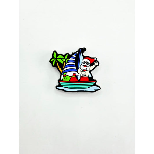 A Man in Christmas Costume Drinks Wine on a Sailboat Silicone Focal Beads