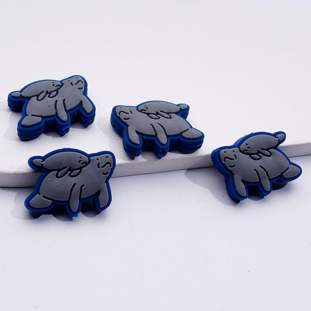 Cute Seal Sea Dog Mom Baby Silicone Focal Beads