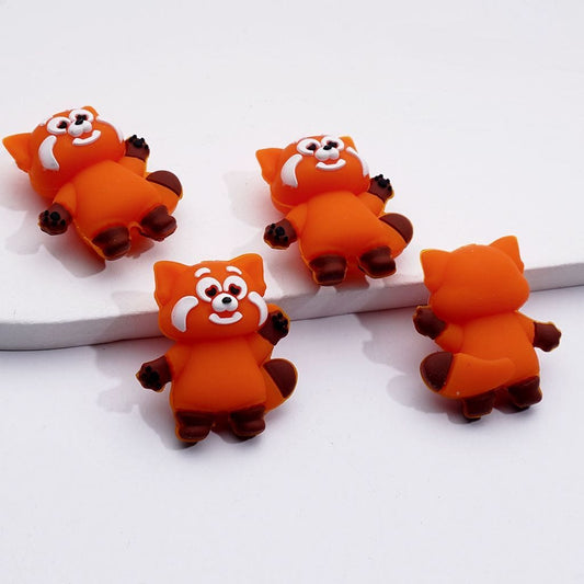 3D Orange Little Cute Raccoon Silicone Focal Beads