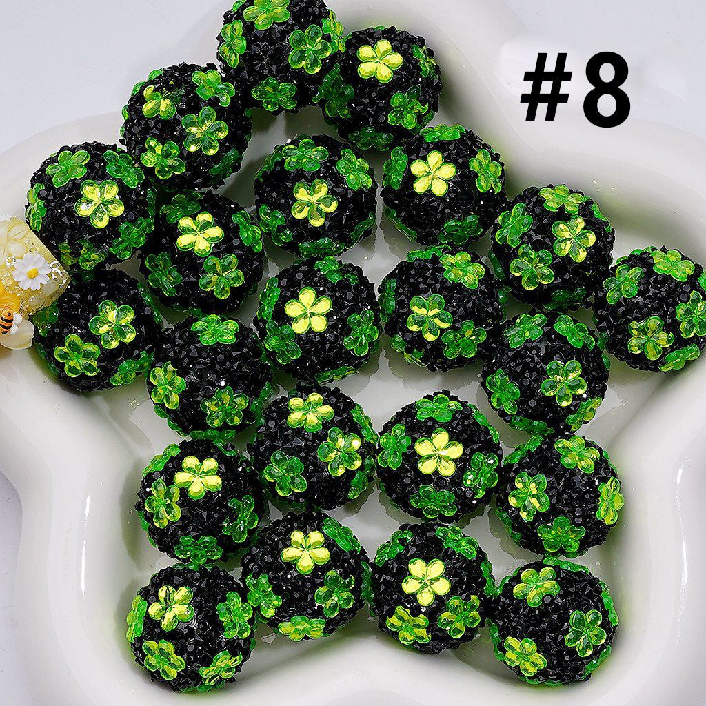Cute Flowers Mini Shiny Cone Shape Rhinestones Clear Round Acrylic Beads, 20MM