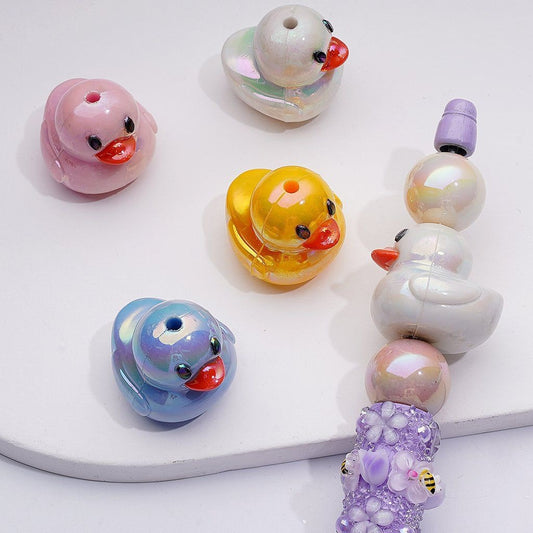 UV Coating Cute Duckling  Acrylic Beads, 27*23*24MM, Random Mix
