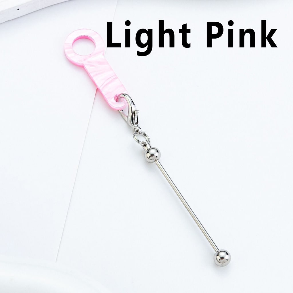 DIY Beadable Silver Metal Bar for Keychain with Carabiner Hook Plastic Long Ring Hoop on Cup's Straw, 120MM