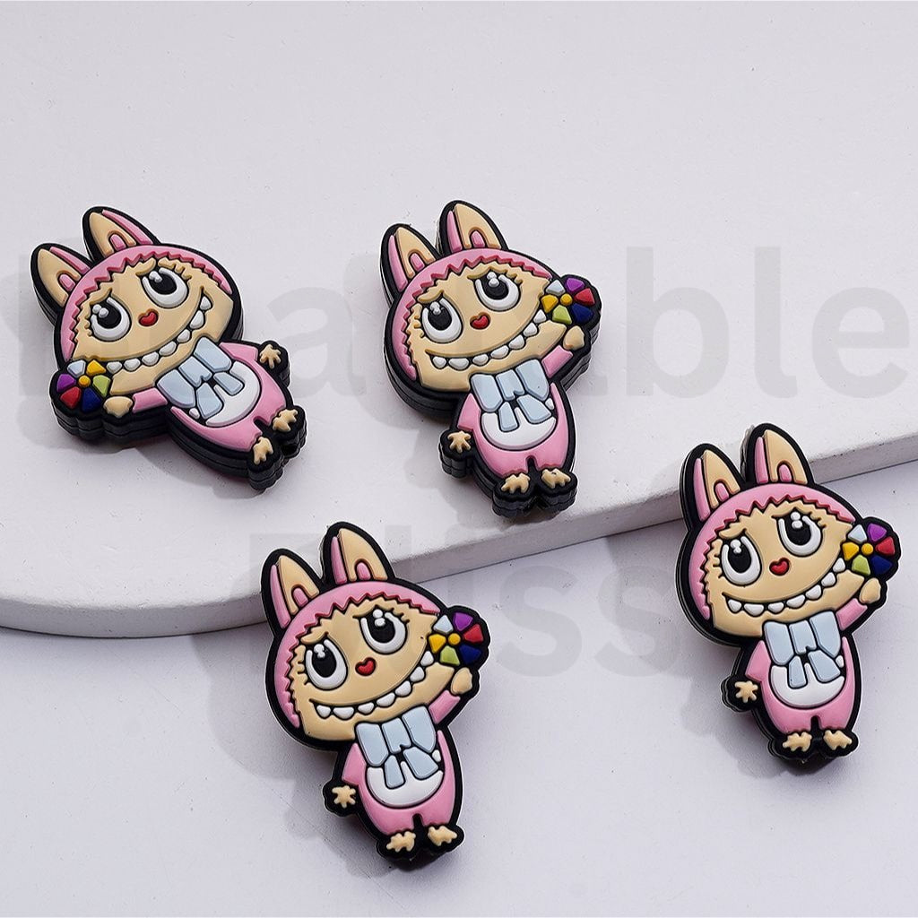 Cute Labub in Colorful Kite Silicone Focal Beads