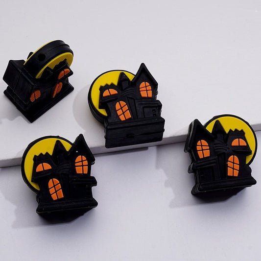 3D Fantasy Witch's Castles with Moonlight Silicone Focal Beads