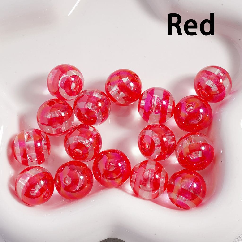 Acrylic Beads Multi-Color Swirl Stripes Clear Color, 16MM (Single Color is available for 200pcs(whole bag) Only)