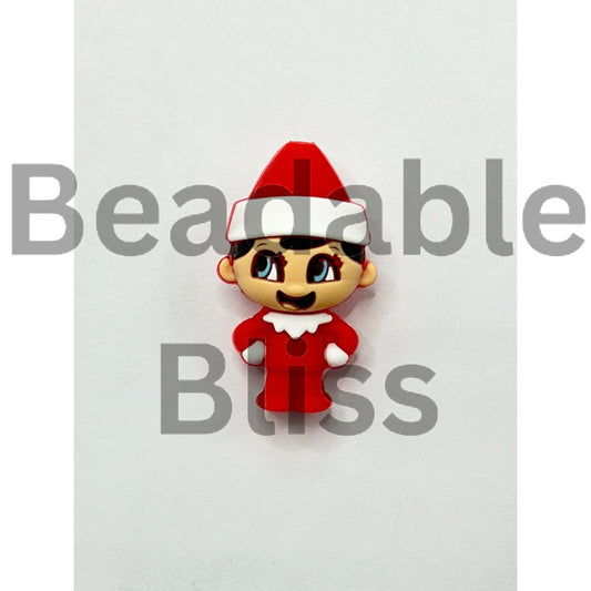 3D The Elf on the Shelf Christmas Hat Silicone Focal Beads  (ship out in around 4-6 Days after ordering)