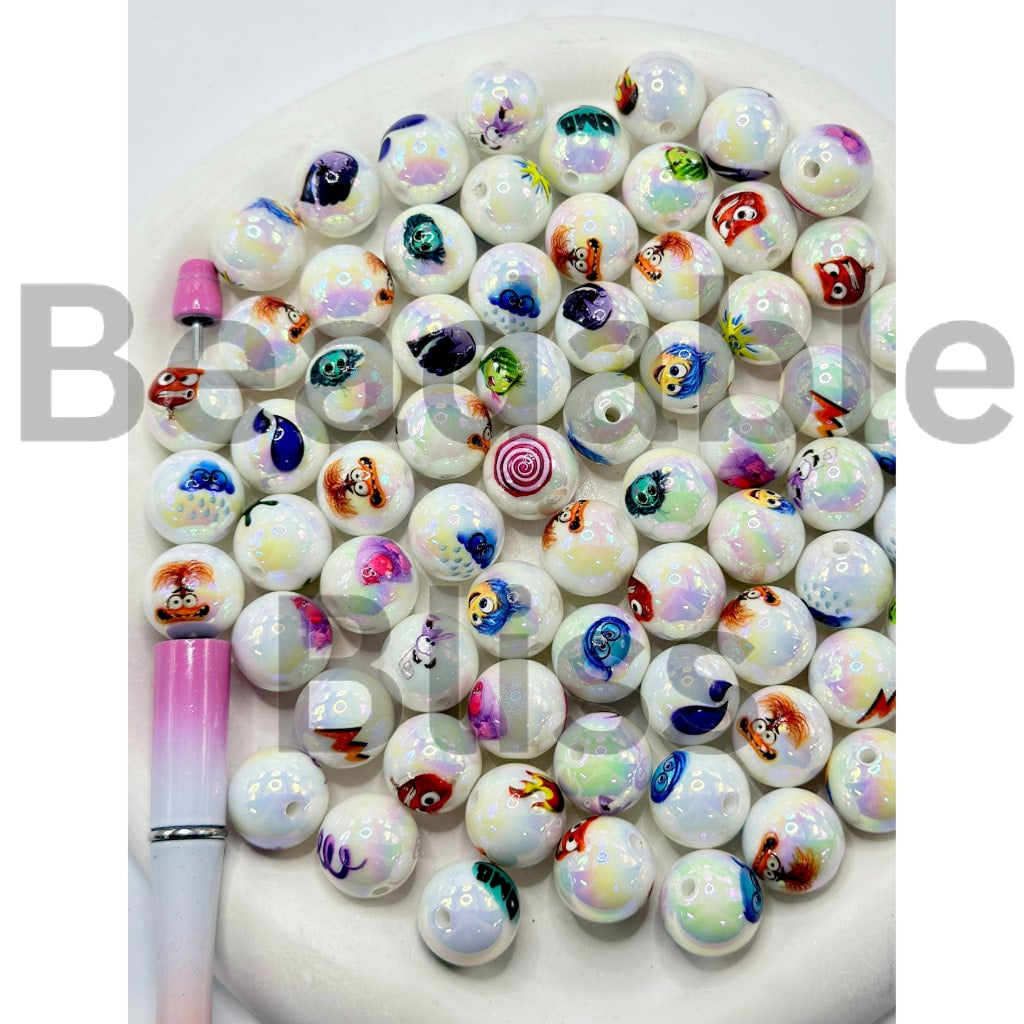 Insid Out Cartoon Round Acrylic Beads, 16MM