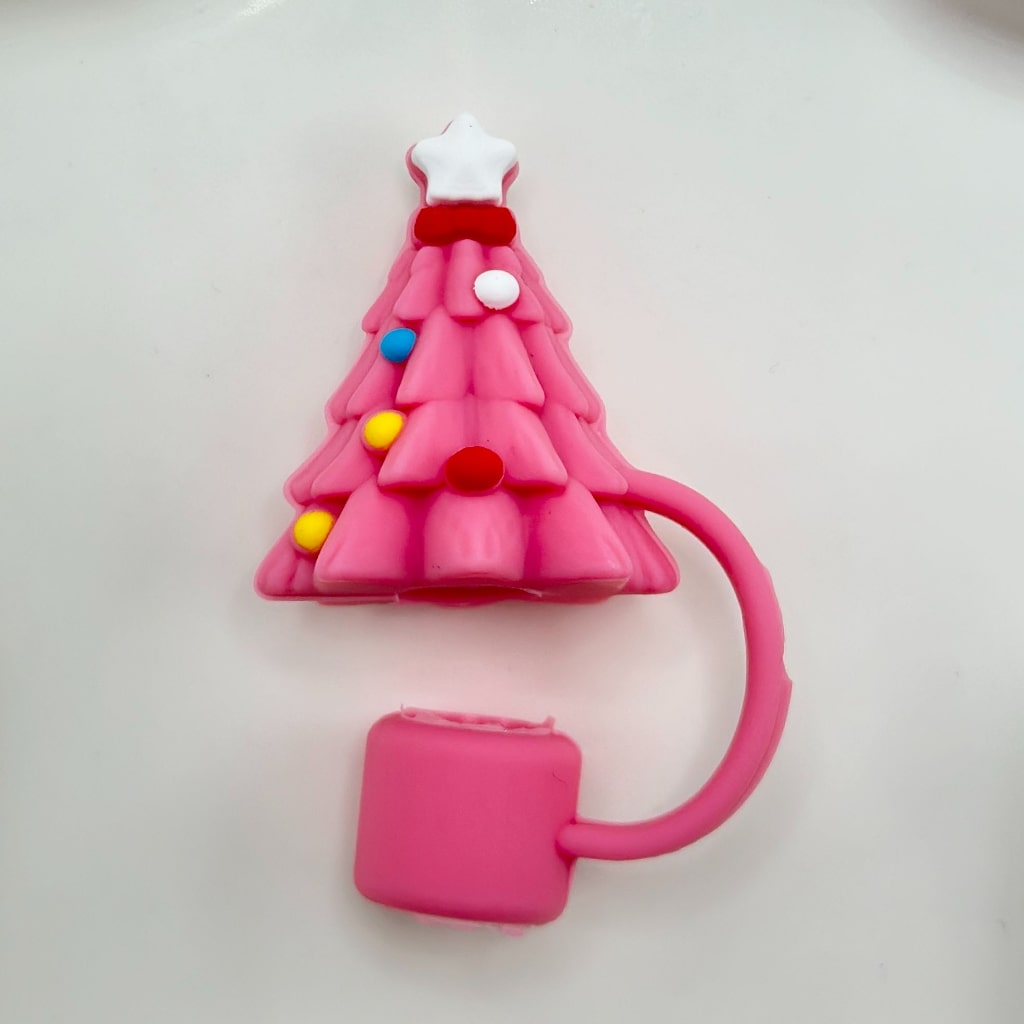 Christmas Theme Food Grade Cup Tumbler Silicone Straw Topper