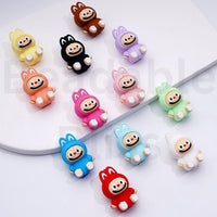 Multi-color Cute Labub Po Mar Silicone Focal Beads, Random Mix