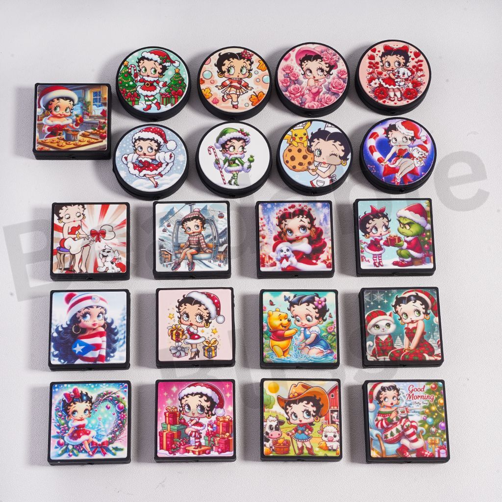 Silicone Focal Beads Beautiful Betty with Various Styles, Random Mix