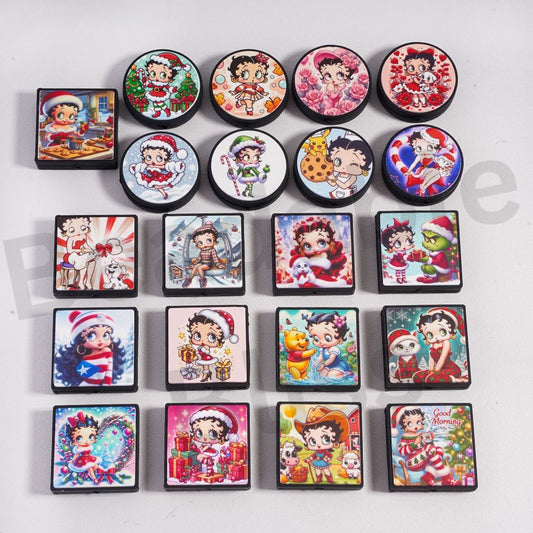 Silicone Focal Beads Beautiful Betty with Various Styles, Random Mix