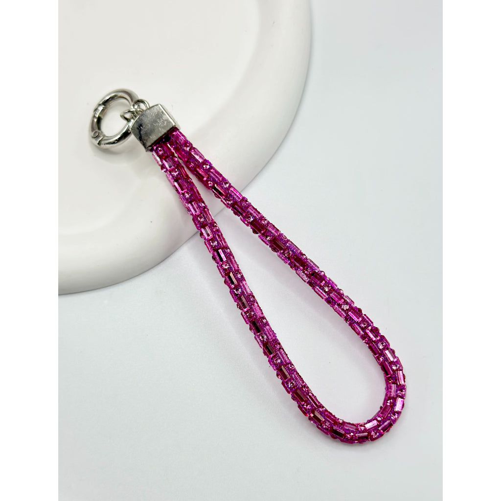 Anti-lost Cellphone Chain with Glass Rhinestone Strap, Around 140MM ll Clear Fixing Plate For Mobile Phone Case Lanyard Hanging