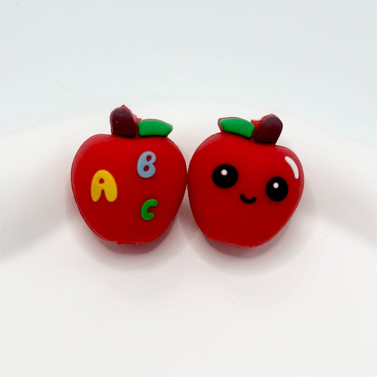 笑顔の可愛いABCレッドアップル3Dシリコンフォーカルビーズ