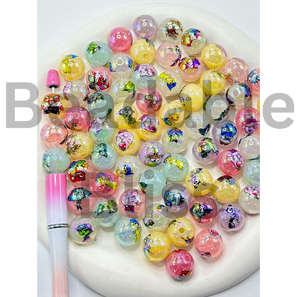 Insid Out Cartoon Round Acrylic Beads, 16MM