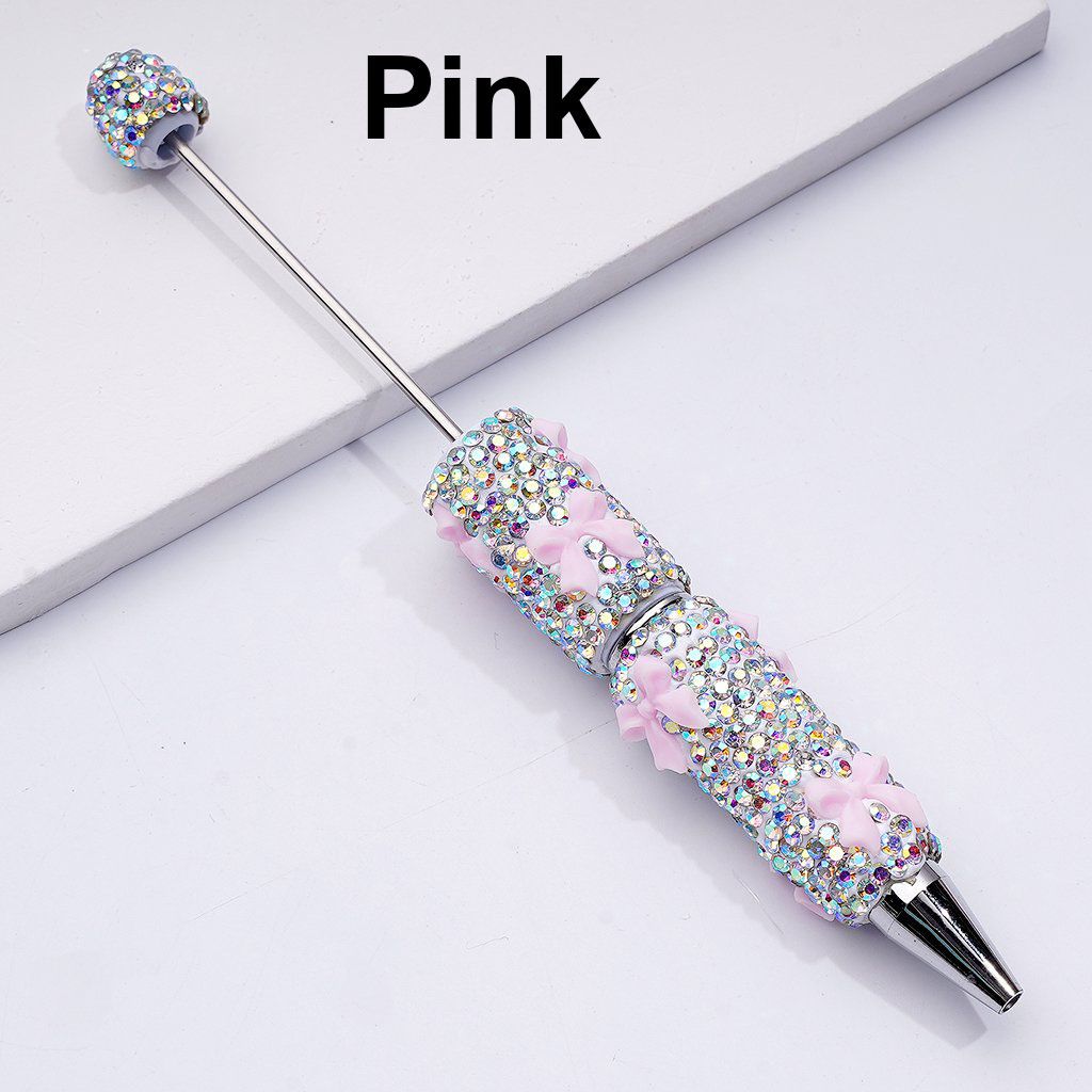 Beadable Clay Pens with Cute Bowknots AB Rhinestones Covered the Entire Pen