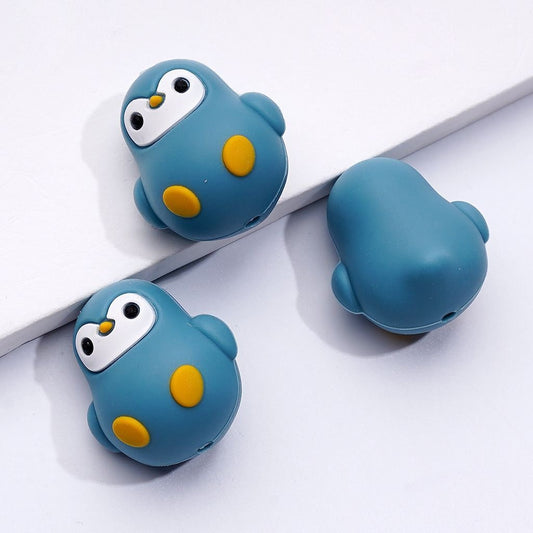 3D Little Cute Penguin Silicone Focal Beads