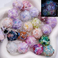Bling Bling Luminous Glitter Cute Flowers White Pearls Round Clay Beads, Around 20MM, Random Mix