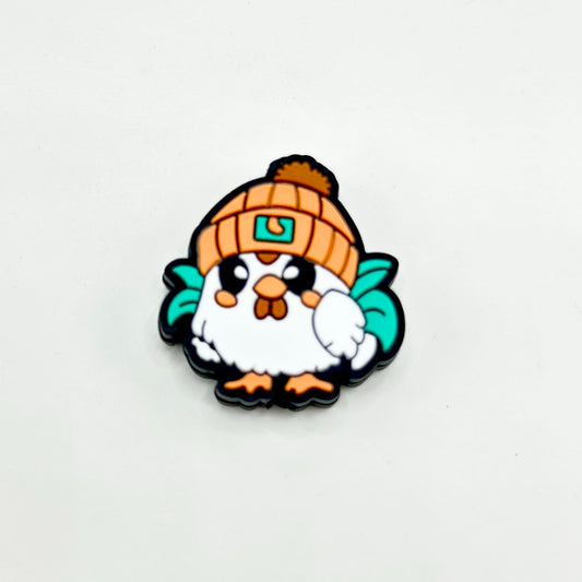 Chicken Beads, Cute Chicken with a Hat Silicone Focal Beads