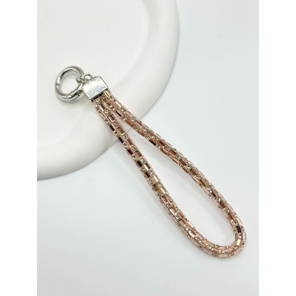Anti-lost Cellphone Chain with Glass Rhinestone Strap, Around 140MM ll Clear Fixing Plate For Mobile Phone Case Lanyard Hanging