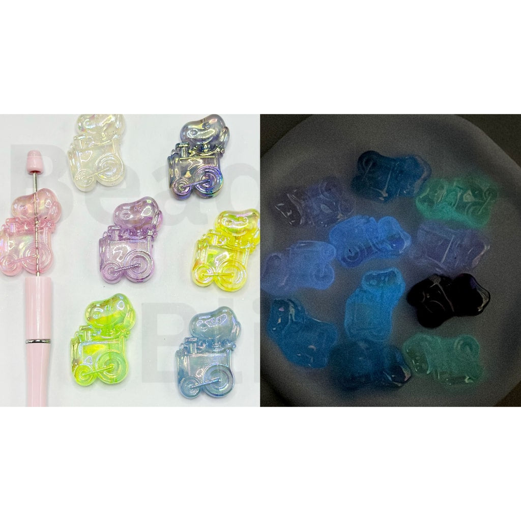 Luminous UV Finish Translucent Sweet Dog Toy Drives a Train Acrylic Be ...