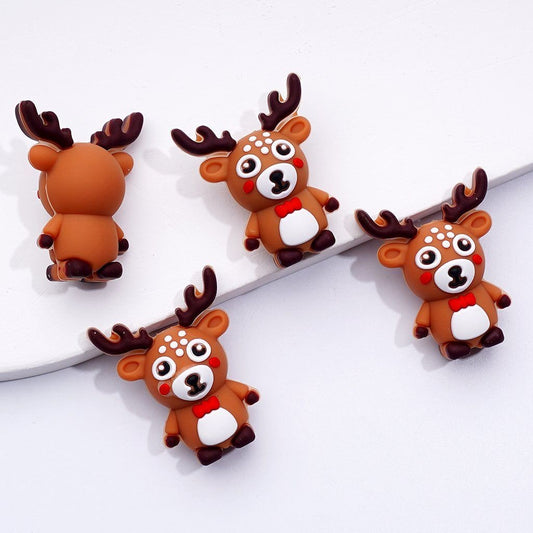 3D Cute Vivid Deer Elk Animal Silicone Focal Beads