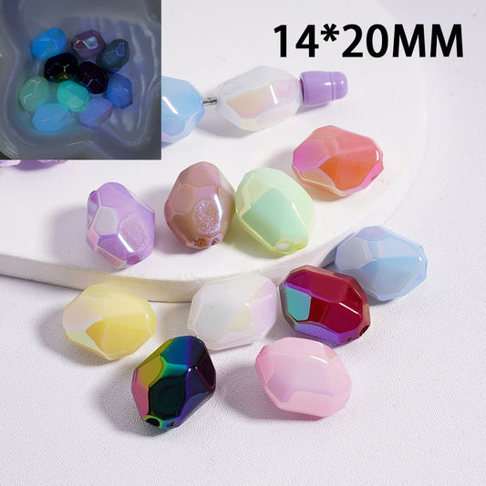 Acrylic Beads Luminous UV Coating Irregular Shape with Mini Sections Multi-Color 14*20MM (Single Color is available for 200pcs(Whole Bag) Only)