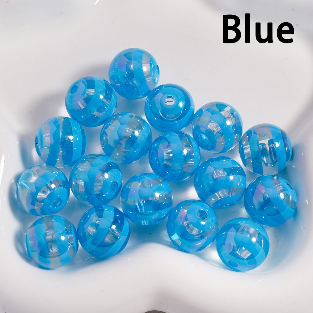 Acrylic Beads Multi-Color Swirl Stripes Clear Color, 16MM (Single Color is available for 200pcs(whole bag) Only)
