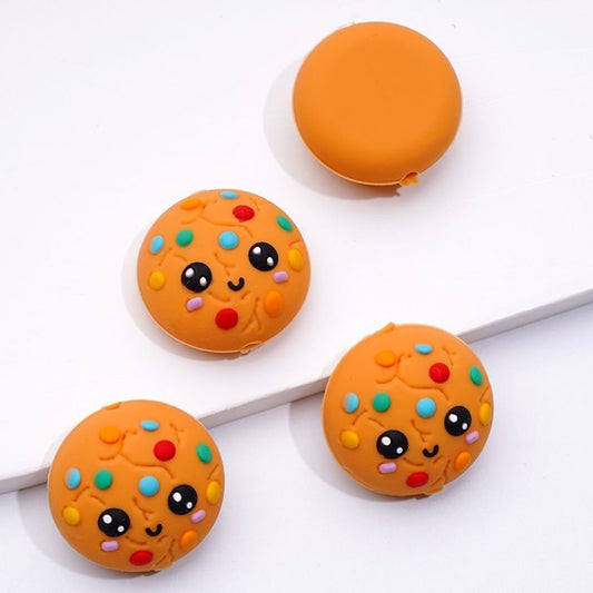 3D Vivid Cute Smile Face Cookie Biscuit Food Snack Silicone Focal Beads