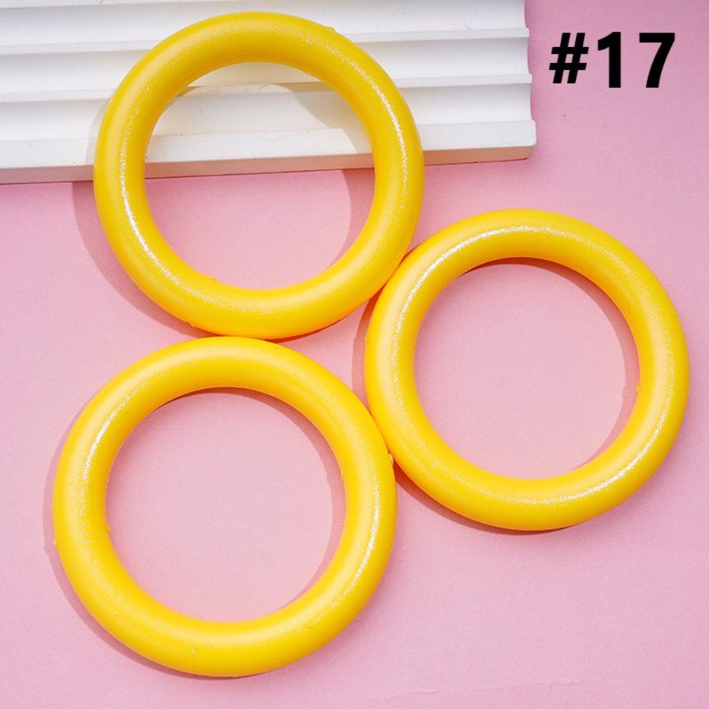 Glossy Colorful Silicone Ring Frame Bead Circle Round Car Hanger Charm Loop 65MM