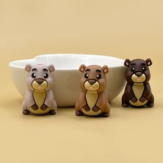 3D Cute Caster Fiber Beaver Silicone Focal Beads