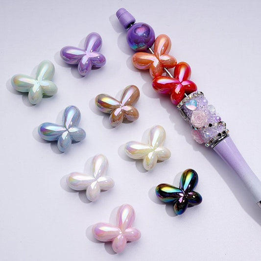 UV Coating Shiny Luminous Cute Butterfly Bowknot Acrylic Beads, Around 25*19MM
