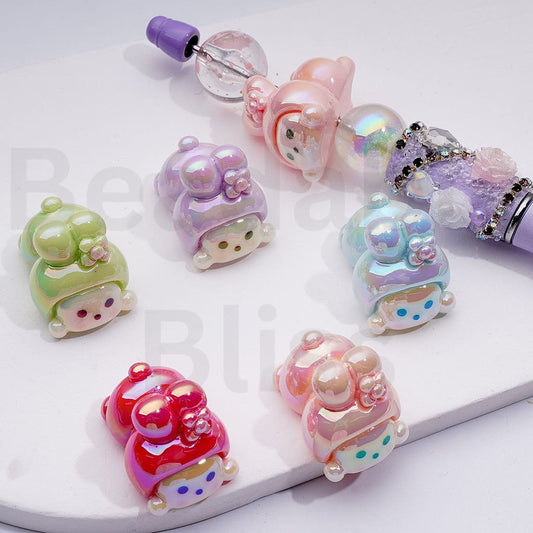 UV Coating Cute My Melod Sanri Acrylic Beads, Around 20*26MM, Random Mix