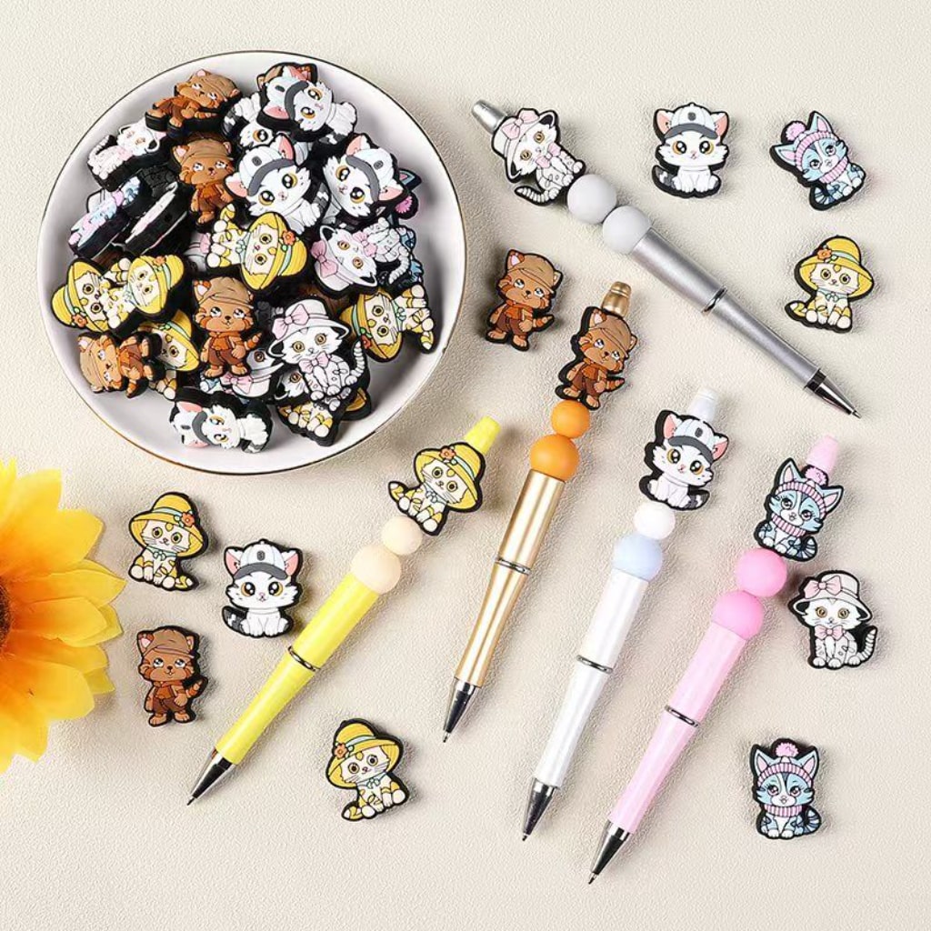 Cat Beads, Mini Cute Cat and Kitten Series, Silicone Focal Beads