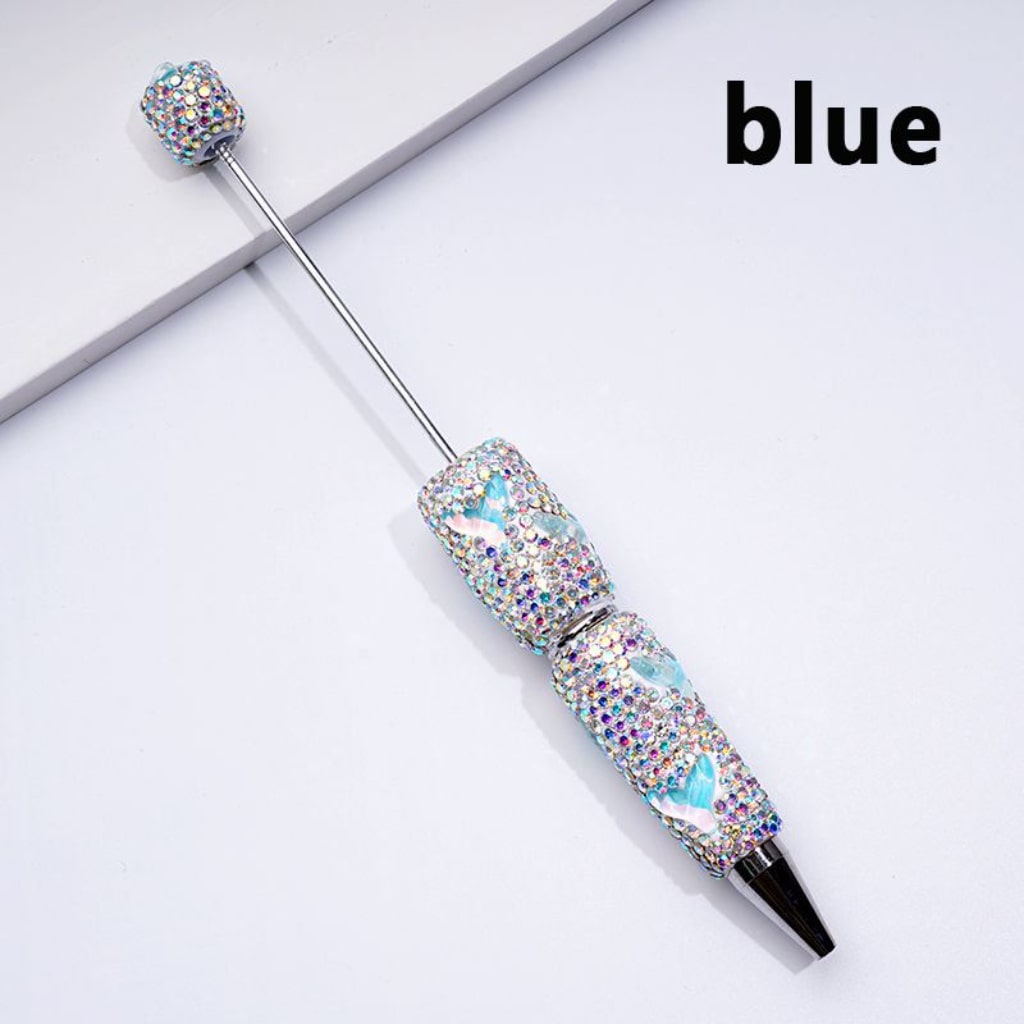 Beadable Clay Pens with Colorful Fishtails Mini AB Rhinestones Covered the Entire Pen