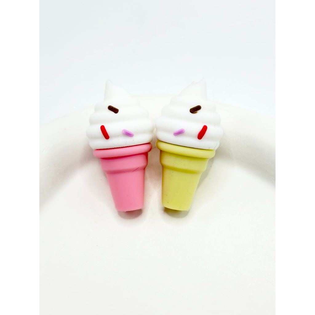 Ice Cream Beads, Ice Cream on Cone Shape, 3D, Silicone Focal Beads