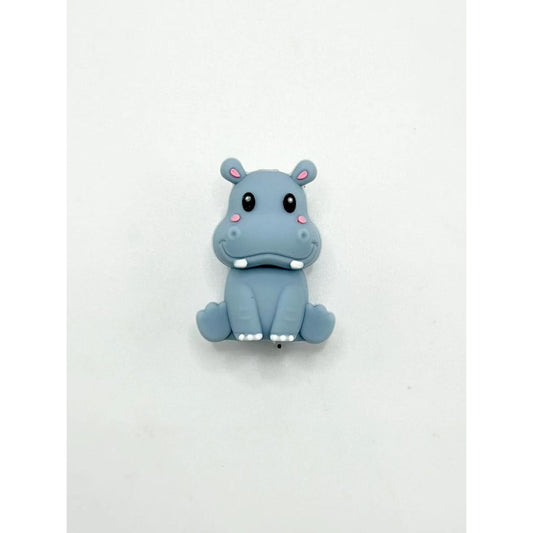 3D Little Cute Hippopotamus Silicone Focal Beads