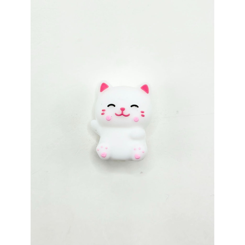 3Dのかわいい子猫（ピンクの耳付き）シリコン製フォーカルビーズ