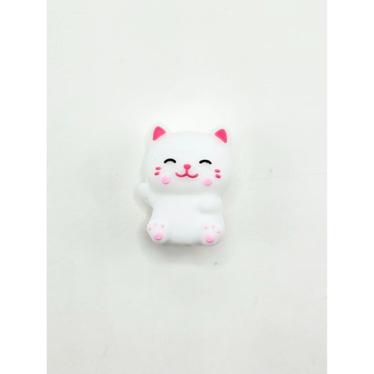 3Dのかわいい子猫（ピンクの耳付き）シリコン製フォーカルビーズ