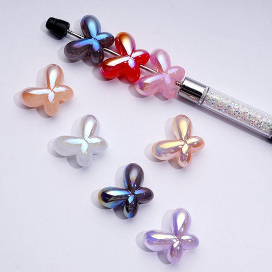UV Coating Luminous Cute Glitter  Butterfly Bowknot Acrylic Beads, Around 25*19MM