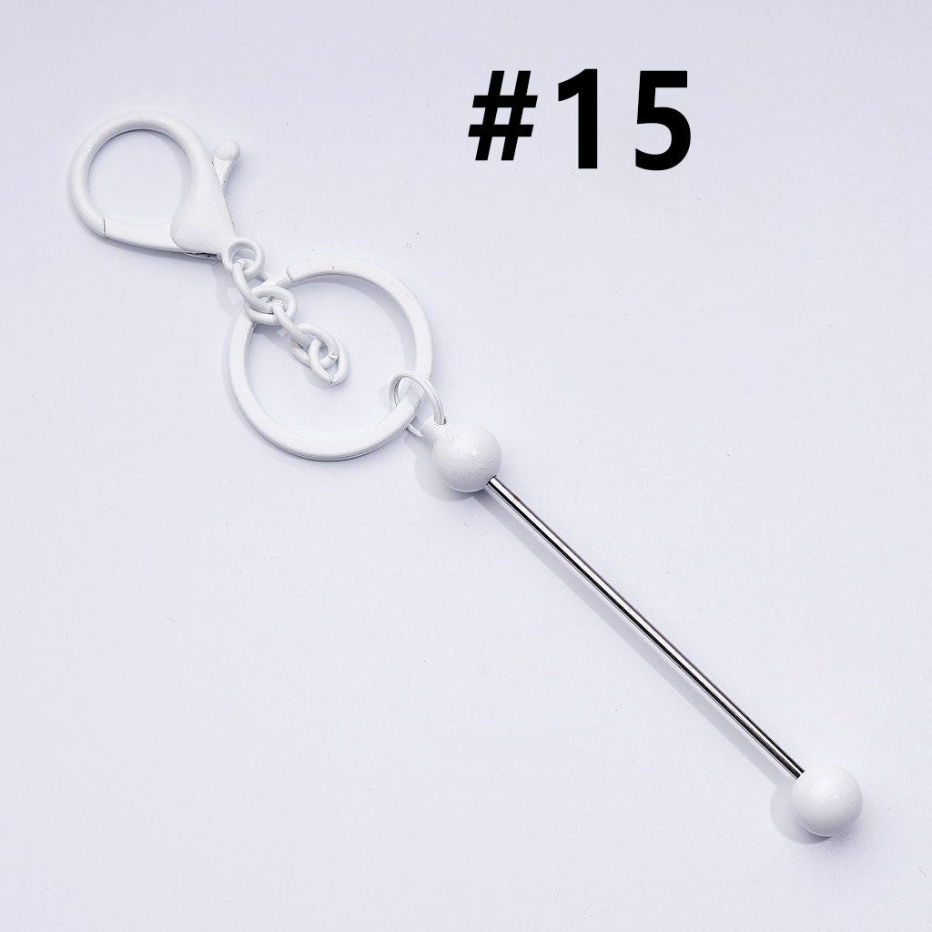 Classic Round Ball Style Beadable Metal Keychain with Bar and Lobster Clasp, Around 152MM Long (The Bottom Ball is Classic Round Ball Style)